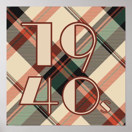 1940s Plaid Sticker Poster (Voorkant)