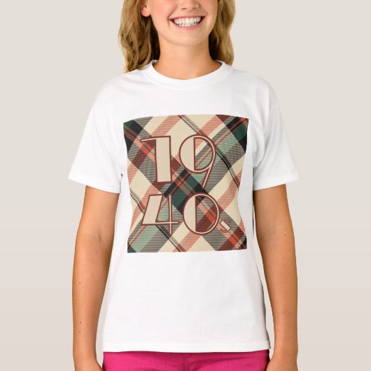 1940s Plaid Sticker T-shirt (Voorkant)