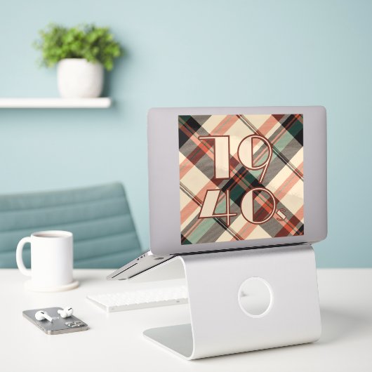 1940s Plaid Vinyl Sticker (Laptop op bureau)