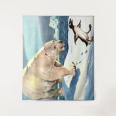 1940s polar beer en pinguïnprint wandkleed (Voorkant)