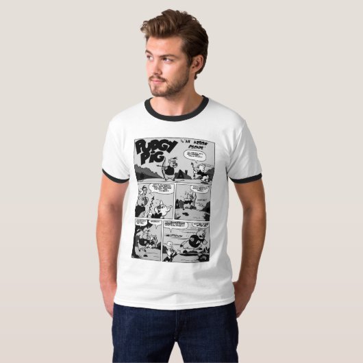 1940's PUDGY Pig ComicStrip T-shirt (Voorkant volledig)
