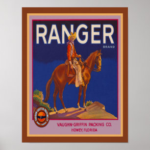 1940's Ranger Merk Oranje advertentie Poster