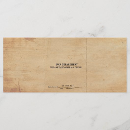 1940s Replica Paspoort Identificatie Menu (Achterkant)