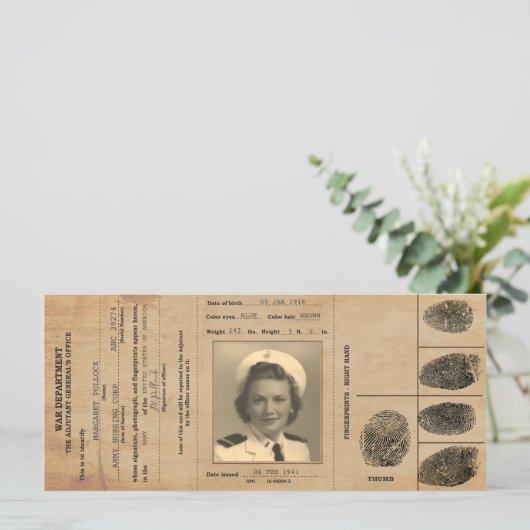 1940s Replica Paspoort Identificatie Menu (Staand voorkant)