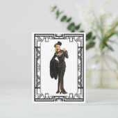  1940s Retro Black Cutout Dress Poster Briefkaart (Staand voorkant)