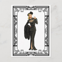 1940s Retro Black Cutout Dress Poster Briefkaart