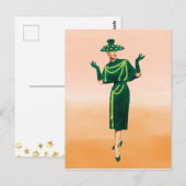   1940s Rope Print Green Dress Mode Art Briefkaart (Voorkant / Achterkant)