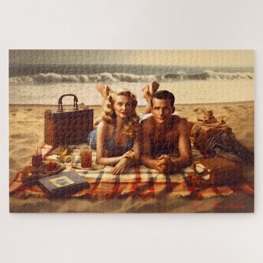 1940's Seaside Love Kust Romance Legpuzzel (Horizontaal)