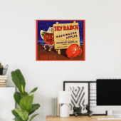 1940s Sky Ranch Washington Apples kratlabel Poster (Thuiskantoor)