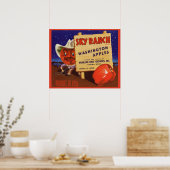1940s Sky Ranch Washington Apples kratlabel Poster (Keuken)