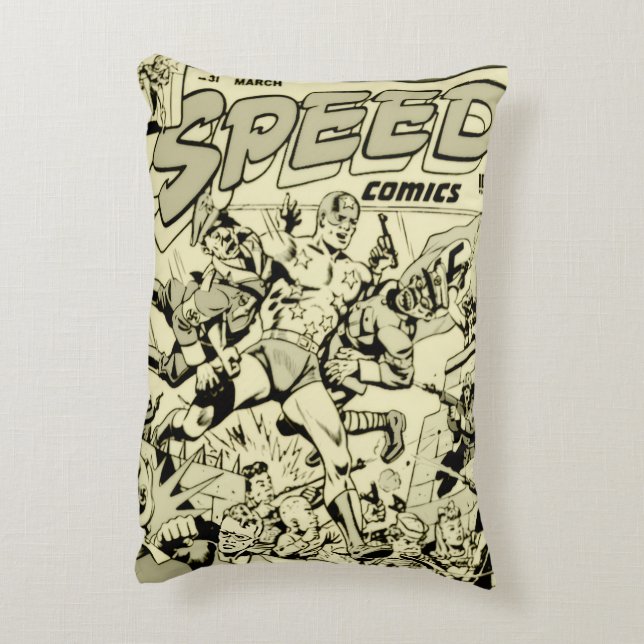 1940's SPEED Comics actie kussen  (Achterkant (Verticaal))