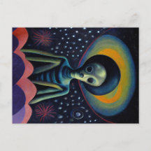 1940's stijl alien met een halo wandtapijt