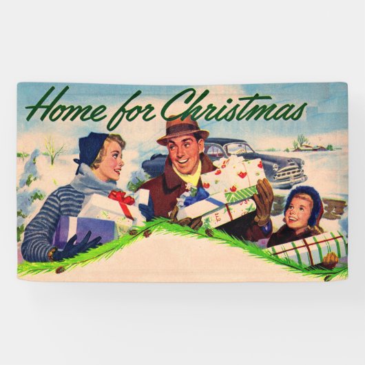 1940s Thuis voor Kerstmis Spandoek (Horizontaal)