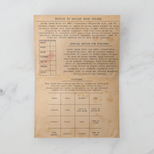 1940s US Ration Book Uitnodiging (Binnen)