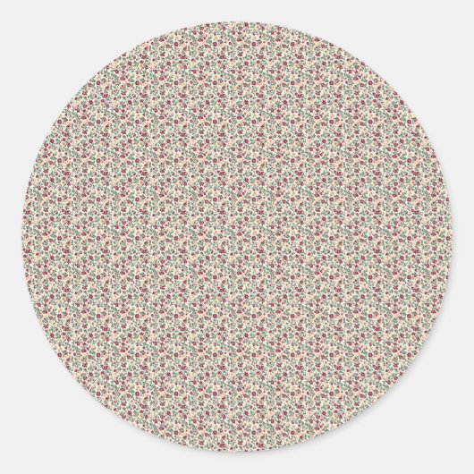 1940s Utility Bloemensprigpatroon Ronde Sticker (Voorkant)
