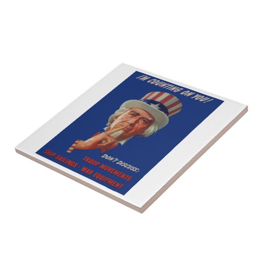 1940s waarschuwing van oom Sam Tegeltje (Zijkant)