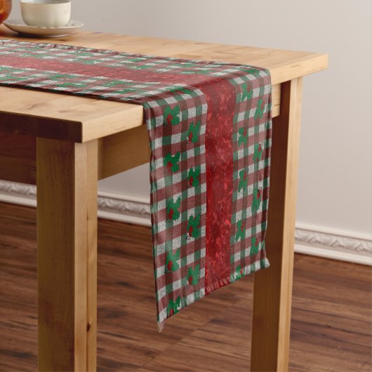 1940s Xmas Gingham 16 "x 90" Lange Tafelloper (Voorbeeld)