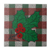 1940s Xmas Gingham 4,25 inch x 4,25 inch Tegeltje (Voorkant)