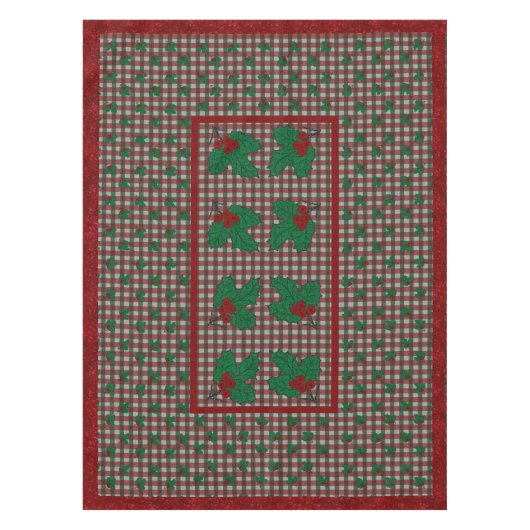 1940s Xmas Gingham 52 "x 70" tafelkleed (Voorkant)