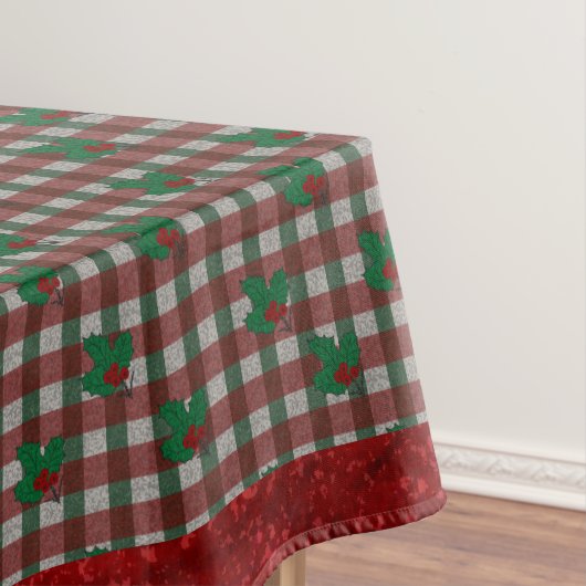 1940s Xmas Gingham 52 "x 70" tafelkleed (Voorbeeld)