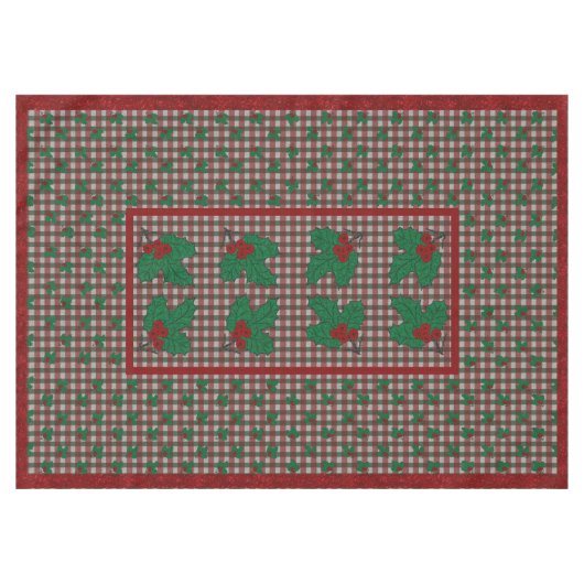 1940s Xmas Gingham 60 "x 84" tafelkleed (Voorkant (Horizontaal))