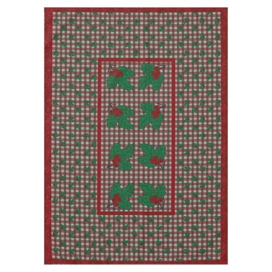 1940s Xmas Gingham 60 "x 84" tafelkleed (Voorkant)