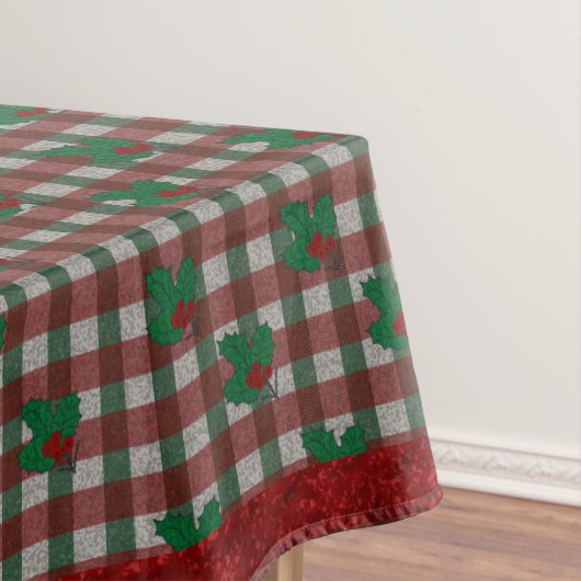 1940s Xmas Gingham 60 "x 84" tafelkleed (Voorbeeld)
