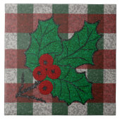 1940s Xmas Gingham 6 "x 6" Tegeltje (Voorkant)