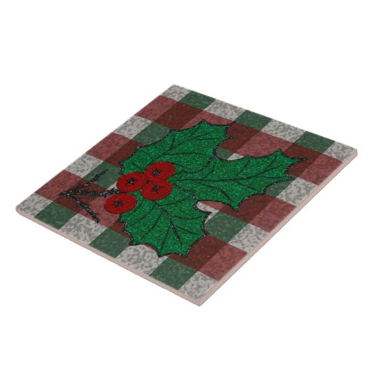 1940s Xmas Gingham 6 "x 6" Tegeltje (Zijkant)
