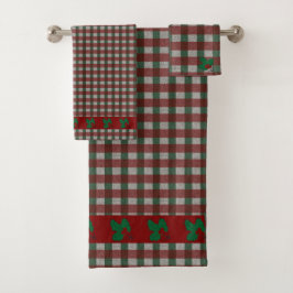 1940s Xmas Gingham Bad Handdoek
