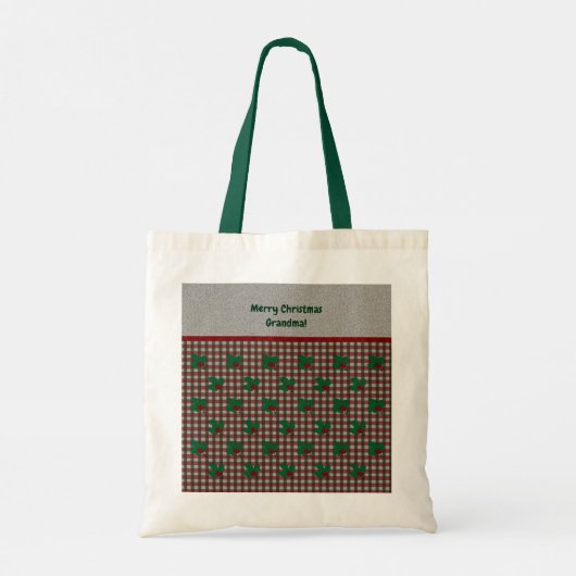 1940s Xmas Gingham - Gepersonaliseerd budget Tote Bag (Achterkant)