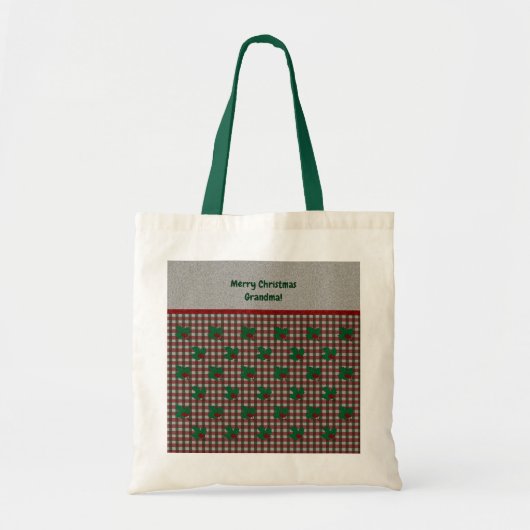 1940s Xmas Gingham - Gepersonaliseerd budget Tote Bag (Voorkant)
