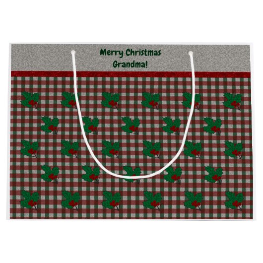 1940s Xmas Gingham - Gepersonaliseerd Groot Cadeauzakje (Voorkant)