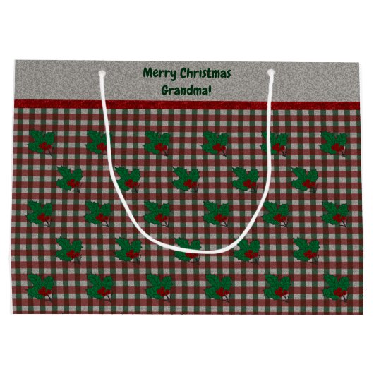 1940s Xmas Gingham - Gepersonaliseerd Groot Cadeauzakje (Achterkant)