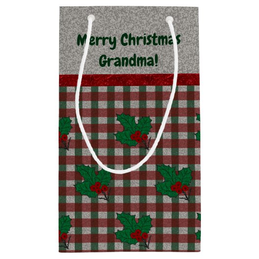 1940s Xmas Gingham - Gepersonaliseerd Klein Cadeauzakje (Achterkant)