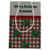 1940s Xmas Gingham - Gepersonaliseerd Medium Cadeauzakje (Achterkant)