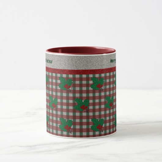 1940s Xmas Gingham - Gepersonaliseerd Mok (Midden)