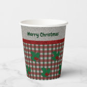1940s Xmas Gingham - Gepersonaliseerd Papieren Bekers (Achterkant)