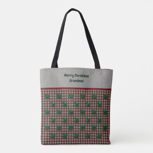 1940s Xmas Gingham - Gepersonaliseerd Tote Bag (Achterkant)