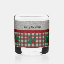 1940s Xmas Gingham - Gepersonaliseerd Whisky Glas