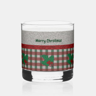 1940s Xmas Gingham - Gepersonaliseerd Whisky Glas