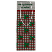 1940s Xmas Gingham - Gepersonaliseerd Wijn Cadeautas (Voorkant)