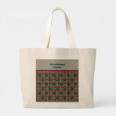 1940s Xmas Gingham - gepersonaliseerde Jumbo Grote Tote Bag (Achterkant)