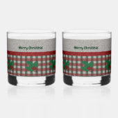 1940s Xmas Gingham - Gepersonaliseerde set van 2 Whisky Glas (Achterkant)