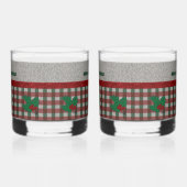 1940s Xmas Gingham - Gepersonaliseerde set van 2 Whisky Glas (Links)