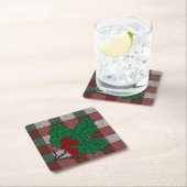 1940s Xmas Gingham Kartonnen Onderzetters (Insitu)