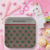 1940s Xmas Gingham Papieren Bordje (Feest)