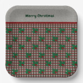 1940s Xmas Gingham Papieren Bordje (Voorkant)
