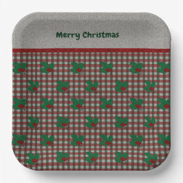 1940s Xmas Gingham Papieren Bordje