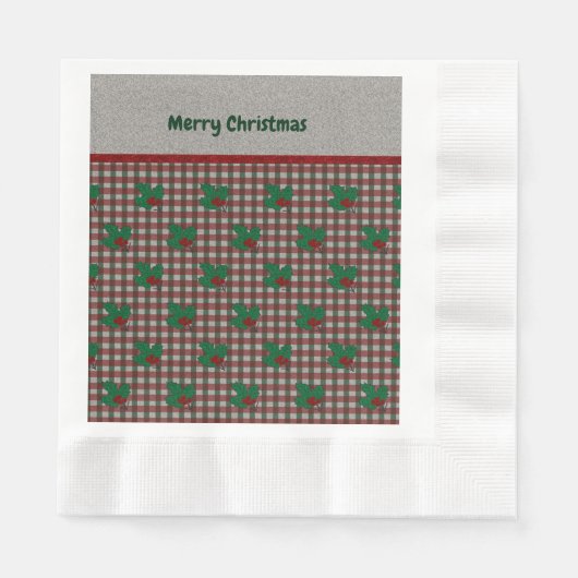1940s Xmas Gingham Papieren servetten (Voorkant)